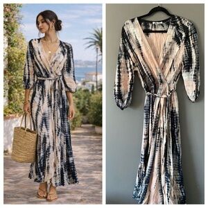 Young Fabulous & Broke Small Rayon Tie Dye Maxi Dress Boho Luxe